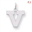 Sterling Silver Medium Block Intial V Charm