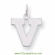 Sterling Silver Medium Block Intial V Charm