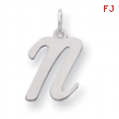 Sterling Silver Medium Script Intial N Charm