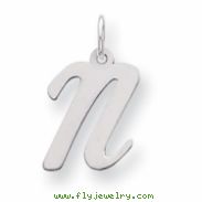 Sterling Silver Medium Script Intial N Charm