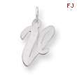 Sterling Silver Medium Script Intial V Charm