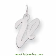 Sterling Silver Medium Script Intial V Charm