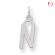 Sterling Silver Medium Slanted Block Initial N Charm