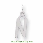 Sterling Silver Medium Slanted Block Initial N Charm