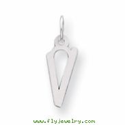 Sterling Silver Medium Slanted Block Initial V Charm