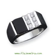 Sterling Silver Men's CZ and Onyx Ring