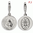 Sterling Silver Miraculous Medal With Lobster Clasp Charm