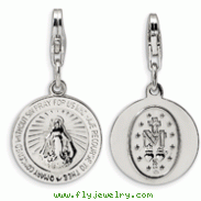 Sterling Silver Miraculous Medal With Lobster Clasp Charm