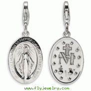 Sterling Silver Miraculous Medal With Lobster Clasp Charm