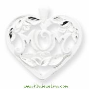 Sterling Silver MOM HEART W/ FLOWERS CHARM