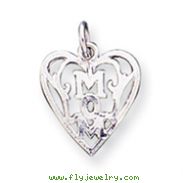 Sterling Silver Mom In Heart Pendant