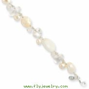 Sterling Silver Moonstone/White Pearl/Rock Quartz/White Jade Bracelet