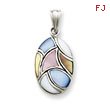 Sterling Silver Mother Of Pearl Oval Shaped Pendant