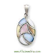 Sterling Silver Mother Of Pearl Oval Shaped Pendant