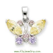 Sterling Silver Multi-Color CZ Butterfly Pendant