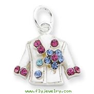 Sterling Silver Multi-Colored Crystal Shirt Charm