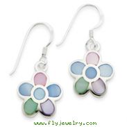 Sterling Silver Multi-Colored Shell Flower Earrings