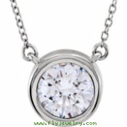 Sterling Silver NECKLACE Complete with Stone 18.00 INCH ROUND 08.00 MM CUBIC ZIRCONIA Polished NECKL