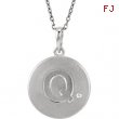 Sterling Silver Necklace Complete with Stone Q Diamond Polished 34 Inch .005CT Diamond Necklace
