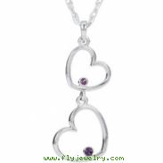 Sterling Silver NECKLACE Complete with Stone ROUND 01.50 AND 01.75 MM AMETHYST Polished 18" DOUBLE H
