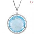 Sterling Silver NECKLACE Complete with Stone ROUND 20.00 MM SKY BLUE TOPAZ Polished 18 INCH NECKLACE