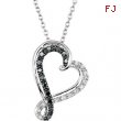 Sterling Silver NECKLACE Complete with Stone ROUND VARIOUS BLACK AND WHITE DIAMOND Polished 1/5CTW D