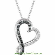 Sterling Silver NECKLACE Complete with Stone ROUND VARIOUS BLACK AND WHITE DIAMOND Polished 1/5CTW D