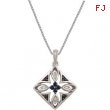 Sterling Silver NECKLACE Complete with Stone ROUND VARIOUS SAPPHIRE Polished SAPPHIRE & .025CTW DIA 
