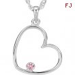 Sterling Silver Necklace Cubic Zirconia Pink Cubic Zirconia Heart Necklace