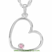 Sterling Silver Necklace Cubic Zirconia Pink Cubic Zirconia Heart Necklace