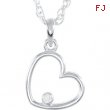 Sterling Silver Necklace Diamond .02CTW Diamond Heart Necklace