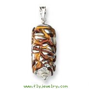 Sterling Silver Oblong Murano Glass Pendant