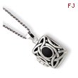 Sterling Silver Onyx & Marcasite Square Locket With Chain