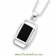 Sterling Silver Onyx Pendant with Chain Necklace chain