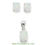 Sterling Silver Opal Pendant & Earrings Set