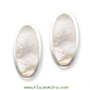 Sterling Silver Oval Mother of Pearl Inlay Non-pierced Earrings