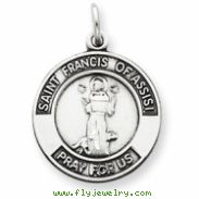 Sterling Silver Oxidized Saint Francis of Assisi Medal