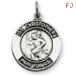 Sterling Silver Oxidized St. Christopher Medal