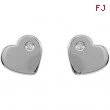 Sterling Silver Pair Diamond Heart Earrings
