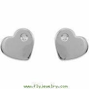 Sterling Silver Pair Diamond Heart Earrings