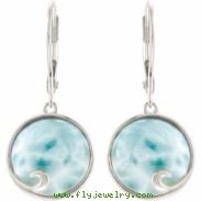 Sterling Silver Pair Genuine Larimar Earrings