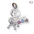 Sterling Silver Paris Multi-Color Crystal Charm