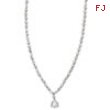Sterling Silver Pear CZ 17in Necklace chain