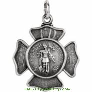 Sterling Silver Pendant Complete No Setting 16.75 MM Polished ST FLORIAN MEDAL W/OUT CHAIN