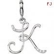 Sterling Silver Pendant Complete with Stone L ROUND 01.00 MM Diamond Polished .03CTW DIAMOND INITIAL