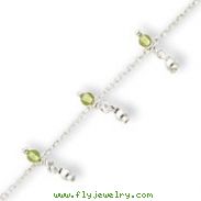 Sterling Silver Peridot Bead Anklet