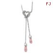 Sterling Silver Pink & Clear Cubic Zirconia Through The Heart Of Love 18