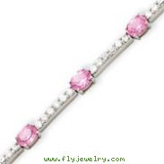 Sterling Silver Pink And Clear CZ Bracelet