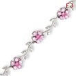 Sterling Silver Pink And Clear CZ Flower Bracelet