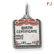 Sterling Silver Pink Birth Certificate Charm